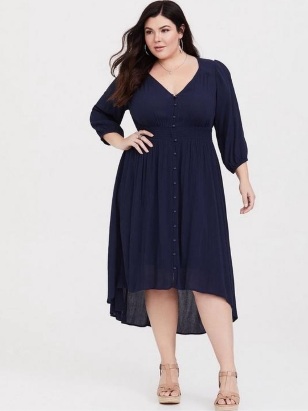 Nwt Torrid women blue high low dress with attached slip size 1. (1X)
